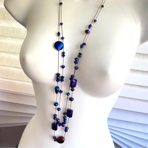 CHARMING CHARLIE Double Strand Midnight Blue Long Necklace - Picture 8 of 8